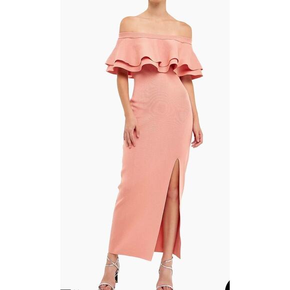 Anthropologie Endless Rose Woman  Off the Shoulder Ruffle Maxi Dress, M - Picture 1 of 12